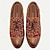 رخيصةأون أحذية أوكسفورد للرجال-حذاء رجالي رسمي بني اللون مطبوع عليه زهور من جلد البقر الإيطالي المحبب بالكامل برباط مقاوم للانزلاق