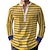 cheap Men&#039;s Henley Shirt-Striped Resort Men&#039;s Shirt Linen Shirt Daily Wear Vacation Going out Summer Spring &amp;  Fall Stand Collar Long Sleeve Yellow S, M, L Slub Fabric Shirt