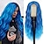 cheap Costume Wigs-Blue Wig Long Blue Wavy Wigs for Women Middle Part Ombre Blue Wig 26 inch Natural Curly Synthetic Wig Heat Resistant Fiber Wigs for Daily Party Use