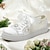 olcso Esküvői cipők-Női Esküvői cipők Tornacipők Parti Menyasszonyi cipők Strasszkő Szatén virág Fűző Lapos Kerek orrú aranyos stílus Alkalmi Kényelmes Csipke Szatén Fűzős Fehér Kristály