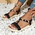 cheap Women&#039;s Sandals-Women&#039;s Sandals Boho Bohemia Beach Comfort Shoes Daily Braided Flat Heel Round Toe Vacation PU Ankle Strap Black