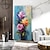 billige Blomstrede/botaniske malerier-håndmaling moderne abstrakt oliemaleri på lærred stor vægkunst original minimalistisk blomst brugerdefineret farverig rosemaleri stue indretning rammeløs