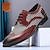 رخيصةأون أحذية أوكسفورد للرجال-حذاء رسمي للرجال ديربي بروغ لون أحمر كلاسيكي من جلد البقر الإيطالي المحبب بالكامل برباط