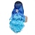 Χαμηλού Κόστους Περούκες μεταμφιέσεων-μακριές μπλε κυματιστές περούκες για γυναίκες ombre μπλε body wave περούκες γοργόνα μαλλιά μακριά σγουρά συνθετικά μαλλιά για καθημερινά ή cosplay