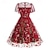 billige Kjoler-1950'erne Retro / vintage Kjoler Festkostume Flare kjole Blomstret Udklædning Dame Jul Halloween Karneval Skolebal Fest Cocktailparty Voksne Kjole Hjemkomstkjoler