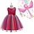 voordelige Kinderen&#039;-kindermeisjesjurk met elektrische bubbelmachine, kindermeisjesjurk regenboog bloem feest pailletten geplooide strik roze rood knielange mouwloze schattige jurken