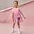 tanie Sukienki-Dziewczyny &#039; 3D Kot Sukienka Różowy Krótki rękaw Druk 3D Lato Śłodkie Słodkie Dzieci 3-12 lat Codzienne sukienki Do kolan Poliester Regularny