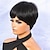 abordables Pelucas naturales de malla-Pelucas cortas de corte pixie, pelucas de cabello humano liso de 6 pulgadas para mujeres, pelucas de reemplazo de cabello sin encaje, color negro natural