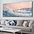 cheap Landscape Paintings-Dawn Waves Oil Painting hand painted Serene Town Blue Dynamic Wave Texture painting wall  Art Panoramic Landscape Orange Pink Sunrise painting wall Decor Canvas 3D Artwork painting