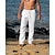 Χαμηλού Κόστους λινό παντελόνι-Ανδρικά Λευκά παντελόνια Παντελόνια Καλοκαίρι παντελόνι Παντελόνι παραλίας Τσέπη Κορδόνι Ελαστική μέση Σκέτο Άνεση Αναπνέει Καθημερινά Αργίες Διακοπές Χαβανέζα Μπόχο Λευκό