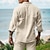 cheap Cotton Linen Shirt-Men&#039;s Guayabera Shirt 2 Piece Shirt Set Summer Shirt Beach Shirt Green Khaki Light Grey Long Sleeve Plain Collar Summer Street Daily Clothing Apparel 2 Piece