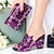 cheap Wedding Shoes-Women&#039;s Heels Wedding Shoes Party Bridal Shoes Shoes And Bags Matching Sets Rhinestone Crystal Platform Chunky Heel Peep Toe Elegant Microbial Leather Roes Red Black Purple