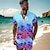 preiswerte Hemden-Sets für Herren-Palme Urlaub Hawaiianisch Herren Hemden-Set Outdoor Hawaiianisch Festtage Sommer Ganzjährig Umlegekragen Kurzarm Rosa Blau S M L Hemd