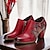 preiswerte Absatzschuhe für Damen-Damen Absätze Pumpen Handgefertigte Schuhe Vintage-Schuhe Party Geometrisch Konischer Absatz Runde Zehe Elegant Vintage Leder Schwarz Rot Blau