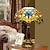 ieftine lampă de noptieră-Lampă de masă vintage cu vitraliu albastru, verde, 12x12x18 inci, noptieră, noptieră, lampă de birou pentru sufragerie dormitor cu 2 becuri led