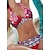 economico Bikini-Per donna Costumi da bagno Bikini 2 pezzi Costumi da bagno Costume da bagno All&#039;americana 2 pezzi Sexy Floreale Stampa Spacco a V Abbigliamento mare Vacanze Costumi da bagno