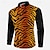 preiswerte Herrenhemden mit Grafik-Leopard-Zebra-Druck, Herrenmode, lässig, 3D-gedrucktes Hemd, Outdoor, Straße, Urlaub, Frühling &amp; Sommer-Turndown-Langarmhemd aus 4-Wege-Stretch-Stoff in Gelb-Orange, S, M, L