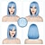 baratos Perucas de festa-Perucas Bob Azuis para Mulheres Peruca de Cabelo Curto com Franja Perucas Bob Retas com Parte Central Perucas Sintéticas Cheias e Macias para Uso Diário e Festas de Halloween de 14 Polegadas
