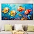 זול ציורי בעלי חיים-דג מקורי גדול מצויר ביד ציור שמן על בד קנבס אמנות קיר מופשטת ים כחול ציור חיה חיה תפאורה קיר עיצוב הבית