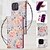 baratos Capas para iPhone-telefone Capinha Para iPhone 15 Pro Max iPhone 14 13 12 11 Pro Max Mini SE X XR XS Max 8 7 Plus Capa para Cartão Wallet Proteção de corpo inteiro com pulseira Pata de Apoio flor floral TPU Couro PU