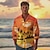 Недорогие Рубашка мужская с принтом-Мужские рубашки с принтом, кокосовая пальма, гавайская курортная рубашка, рубашка на пуговицах, повседневная одежда, отпуск, пляж, весна и лето, оранжевая хлопковая рубашка с длинными рукавами с лацканами