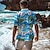 economico camicie hawaiane da uomo con risvolto-Floreale Festività Hawaiano Per uomo Camicia Esterno Hawaiano Per eventi Estate Collo ripiegabile Manica corta Giallo Blu S M L Camicia