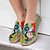 ieftine Pantofi cu imprimare grafică-Pentru femei Adidași Pantofi Flați Slip-On-uri Pantofi de imprimare Adidași adezivi Zilnic Călătorie Floral Vopsire #D Toc Drept Vacanță Casual Confortabili Pânză Loafer Verde