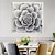 abordables Peintures fleurs/botaniques-Peinture à l'huile faite à la main sur toile, décoration murale moderne abstraite, fleurs noires, blanches et grises pour la décoration intérieure, peinture roulée sans cadre, non étirée