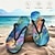 olcso Grafikus nyomtatott cipő-Női Papucsok Nyomtatási cipők Flip-flop Strandpapucs Napi Vakáció Utazás 3D Színátmenet színe Lapos Szabadság Divat Alkalmi Poliészter Fekete Fehér