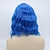 abordables Perruques de déguisement-perruques bleues pour femmes perruques courtes bouclées avec frange perruque synthétique ondulée colorée perruques de longueur d&#039;épaule moyenne résistantes à la chaleur pour le quotidien et la fête