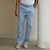 billige hørbukser-mænds 100% hørbukser bukser fritidsbukser snoretræk elastisk talje lige marineblå ben almindelige komfort åndbar afslappet hverdagsferie mode klassisk stil