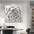 abordables Peintures fleurs/botaniques-Peinture à l'huile faite à la main sur toile, décoration murale moderne abstraite, fleurs noires, blanches et grises pour la décoration intérieure, peinture roulée sans cadre, non étirée