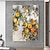 baratos Pinturas Florais/Botânicas-Pintura à mão grande pintura a óleo abstrata original em tela arte decoração de parede artesanal pinturas de folhas de flores amarelas obras de arte modernas (sem moldura)