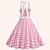 cheap Historical &amp; Vintage Costumes-Retro Vintage 1950s Dress A-Line Dress Swing Dress Midi Women&#039;s Halter Plaid Checkered Gingham Date Dress