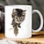 billige Krus og kopper-3d-print kattunger hull i en vegg krus, keramisk kaffe katt krus 3d nyhet katt krus katt elskere kaffe krus katt klubb kopp hvit keramisk krus gaver til menn kvinner