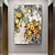 tanie Obrazy z kwiatami/roślinami-ręcznie malowany duży abstrakcyjny obraz olejny oryginalne płótno dekoracje ścienne ręcznie robione obrazy z żółtymi liśćmi kwiatów nowoczesna grafika (bez ramki)