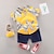 billige Sett-2 deler Baby Gutt T-skjorter og shorts Antrekk Grafisk Kortermet Sett utendørs Mote Sommer Vår 1-3 år gammel Lyseblå Hvit Gul