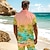 お買い得  メンズシャツセット-ヤシの木 旅行度假风 ハワイアン 男性用 シャツセット アウトドア ハワイアン 祝日 夏 オールシーズン 折襟 半袖 ピンク ブルー S M L シャツ
