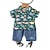 preiswerte Sets-2 Stück Baby Jungen T-Shirt &amp; Shorts Outfit Graphic Kurzarm Set Outdoor Modisch Sommer Frühling 1-3 Jahre alt Weiß Marineblau Grün