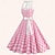 cheap Historical &amp; Vintage Costumes-Retro Vintage 1950s Dress A-Line Dress Swing Dress Midi Women&#039;s Halter Plaid Checkered Gingham Date Dress