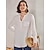 Недорогие Базовые плечевые изделия для женщин-Рубашка Блуза Жен. Белый Розовый Темно-синий Сплошной цвет кнопка Карман Повседневные Повседневные Классический V-образный вырез Стандартный М / м