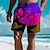 abordables Pantalones de Surf-Bloque de color con estampado de árbol de coco, pantalones cortos para hombre, pantalones cortos hawaianos, bañador con cordón con forro de malla, cintura elástica, comodidad, transpirable, pantalón
