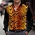 Недорогие мужские рубашки с рисунком-Леопардовый принт зебры, мужская модная повседневная рубашка с 3D принтом, уличная, уличная, для отдыха, весна &amp; Летняя отложная рубашка желто-оранжевого цвета с длинными рукавами S M L из эластичной