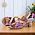 ieftine Sandale de Damă-Pentru femei Tocuri Sandale Pantofi lucrați manual Pantofi de epocă Nuntă Petrecere Floral Toc Mic Elegant Vacanță Epocă Piele Panglică Mov
