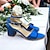 cheap Wedding Shoes-Women&#039;s Heels Wedding Shoes Sandals Party Chunky Heel Round Toe Elegant Vintage Satin Buckle Black Navy Blue Green