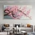 お買い得  花/植物画-手描きピンク咲く桃の花油絵風景キャンバス絵画壁アート現代家の装飾フレームなし