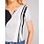 olcso Női pólók-Női Póló Henley ing Színes Napi Hétvége Gomb Nyomtatott Fekete Rövid ujjú Alap V-alakú