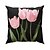 cheap Throw Pillows &amp; Covers-Imitation Linen Pillow Cover Pink White Tulip Print Simple Square Traditional Classic Throw Pillows Bed Sofa Living Room Decorative 16&quot; 18&quot; 20&quot;