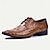 رخيصةأون أحذية أوكسفورد للرجال-حذاء رجالي رسمي باللون البني والأسود من الجلد المنقوش برباط إغلاق أكسفورد