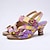 cheap Women&#039;s Sandals-Women&#039;s Heels Sandals Handmade Shoes Vintage Shoes Wedding Party Floral Kitten Heel Elegant Vacation Vintage Leather Magic Tape Purple